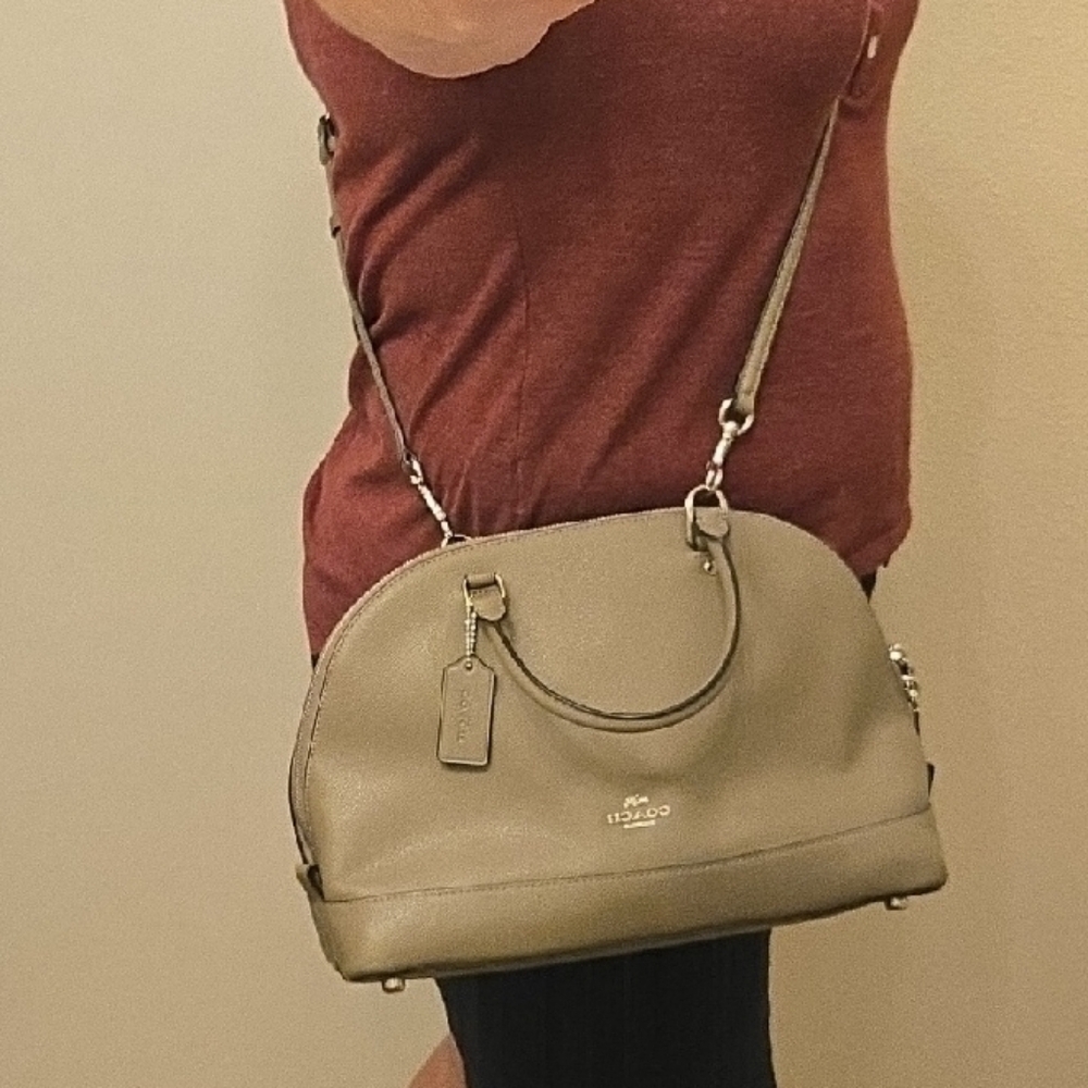 Coach Sierra Satchel Crossbody Bag Taupe Leather - Picture 9 of 14